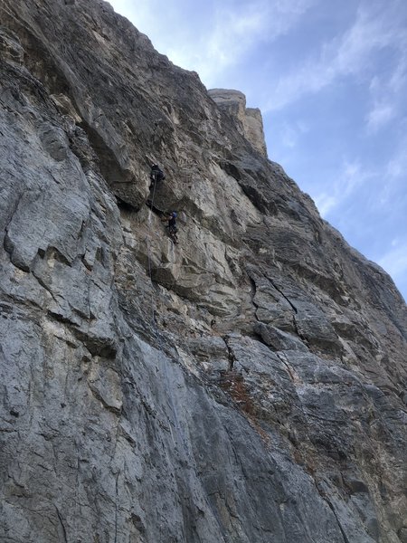 Climbers on 11b (left) and 11a (right).