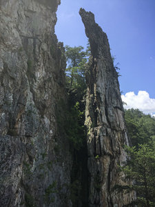 Two Pitch wall on the left, Middle Finger wall on the right. Looking south.