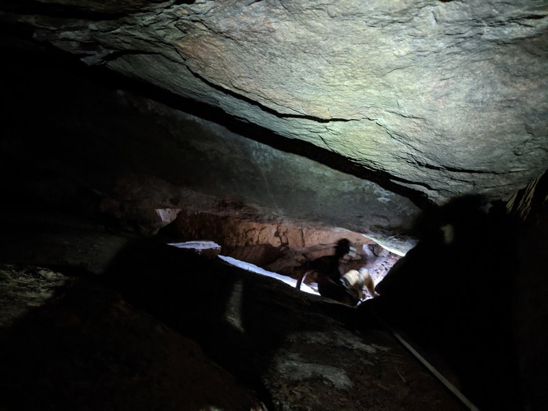 Almost at the exit, Another 5 mtr drop and crawl to the light and exit cliff