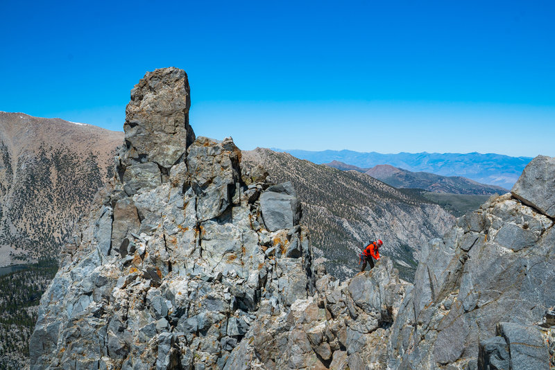 Traversing the exposed ridge from Tower 1 to Tower 2