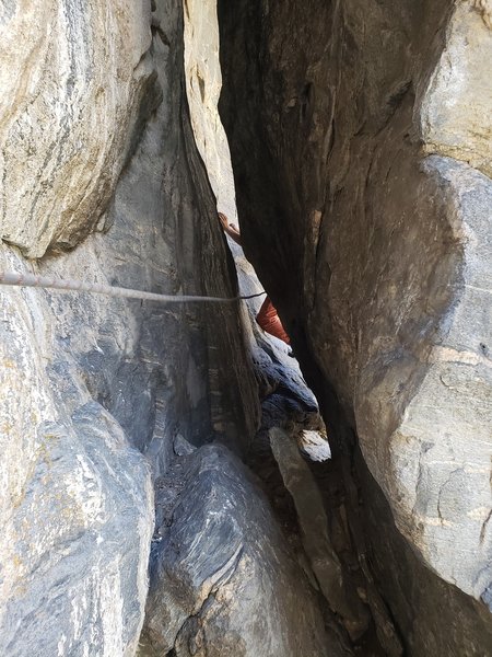 Maybe if I pull really hard on the rope, I can get my partner through the Snead Slot?!