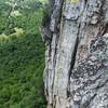 Face of a Thousand Pitons with Crack of Dawn marked