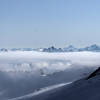 Looking down on a sea of cloud, from somewhere on the glacier