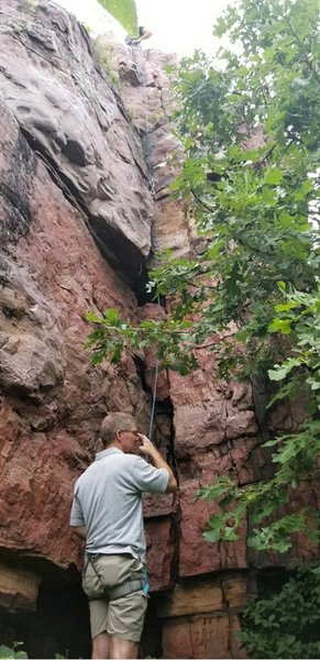 New grandad on belay (always good to get the nostalgic dad belay)