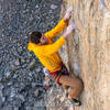 Dakota Walz fights the pump after the crux of Walk on Water during an ascent of the Triple WOW.
<br>

<br>
Photo: Lane Mathis.