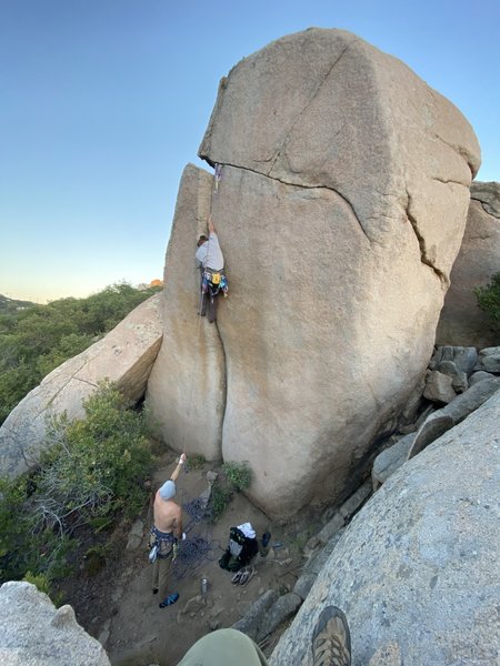 Layback at the top, nice trad anchor by Reilly.