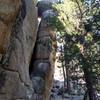 Straight on view of Barfly (5.11d) which shows the angle of the surrounding area, Hungover Wall