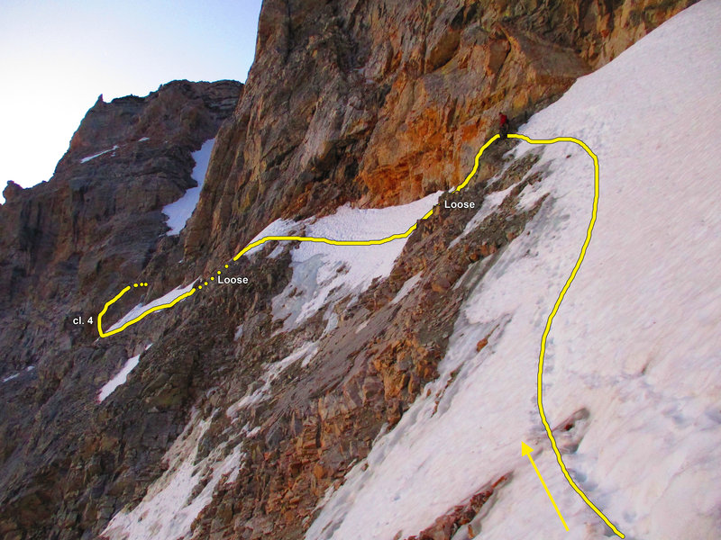 Valhalla Traverse Upper Ledges, seen from shortly after the bivvies, July 22, 2020.