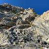 Start of the roped climbing on the N Ridge (above the ramp leading out of the RDW couloir)