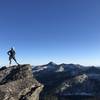 Topping out at sunset above the Selkirk Crest.