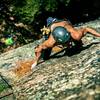 Me leading QFM. Such an amazing upper crux sequence!
<br>

<br>
Photo by Brent Schumacher.