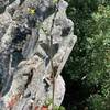 Bolt on Elephant Crack, as seen from clifftop