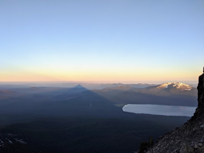 Mt. Thielsen shadow with some alpenglow