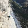 The bolt ladder pitch climbs free at 11c after the intial 7m wall off the belay. great exposure looking down!
