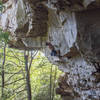 Chris Tableing executing the fingerlock crux of Twilight (13c).
<br>

<br>
Climber: racing_table
<br>
Photo: @dirtysouthclimber