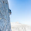 Part way up the Green Door Arete.