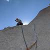 After the 5.10 boulder problem on pitch 4. On my way to the summy (Photo: Nathan Eggleston)