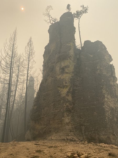 South Comb and Clock Tower after the Archie Creek Fire