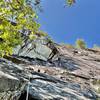 Dustin at the first pitch crux