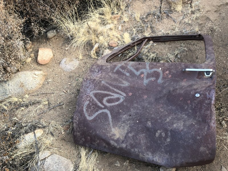 Even the trash has graffiti on it