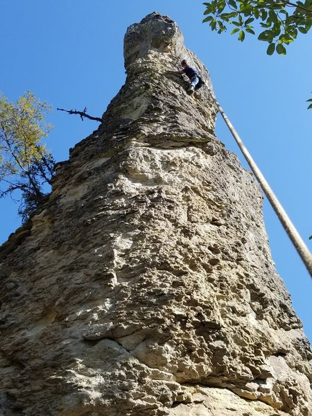 Long Ears first ascent Matt Lovemark on toprope.