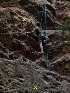 Nice, easy holds moving up to the second bolt (the first bolt is also shown).