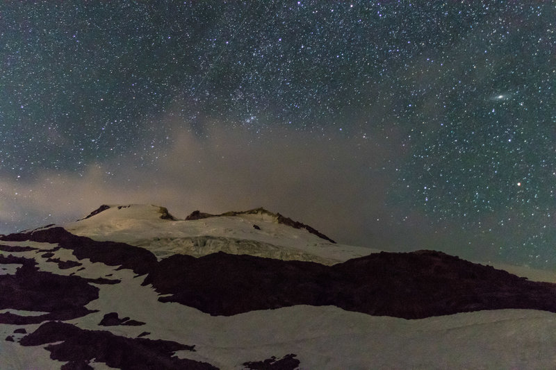 The mountain at night from camp