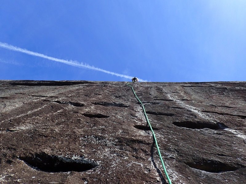 Clint Harbors from Mammoth Lakes CA nearing the second pitch crux