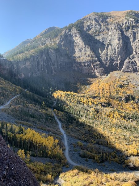 On top of pitch 3 looking back toward Bridal Veil.