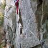 Jen moving past the bolt at the start of Steady Yeti. 10/11/2020