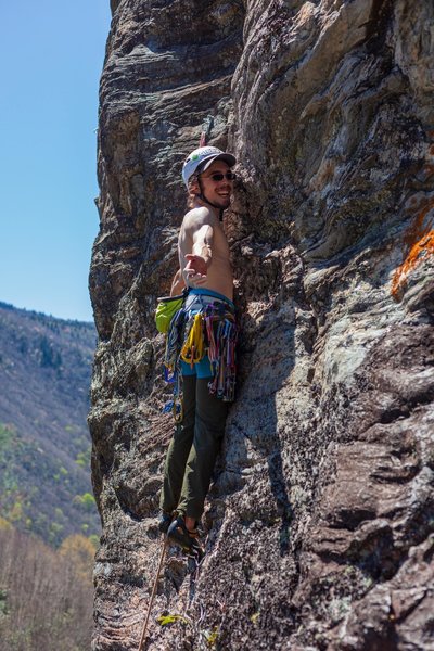 Getting that sweet no hands rest on Invaders (10a/b) before pulling into the crux. 
<br>
Photo by Braden Tholkes