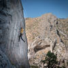 Clayton working the crux on Maximus