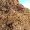 This is the scramble to the 1st belay ledge and start of the route.