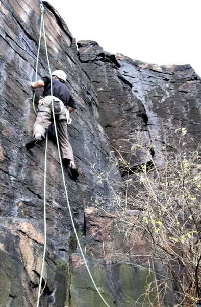 Good stance after the first, hardest move on the route