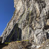 Piccolo Lagazuòi, Sector B (Settore Centrale). There are a few bolted routes (all rated 5.4 / 4a) between Grigio Perla and No Pain.