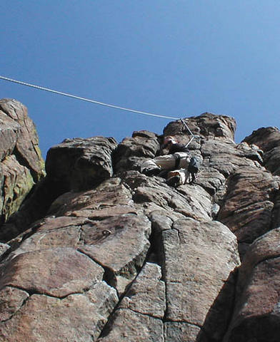 Jen getting back into the groove on an easy route.