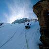 Nuclear wind on the summit ridge. Thankfully the face is fairly sheltered (be mindful of cornices later season)