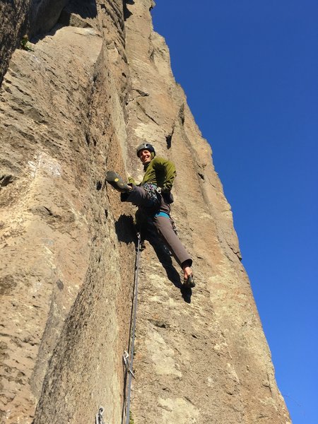 Alex sending on a gorgeous (albeit windy) winter day