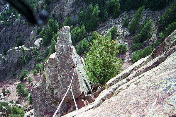 Looking down at Rebuffat's Arete from the top.