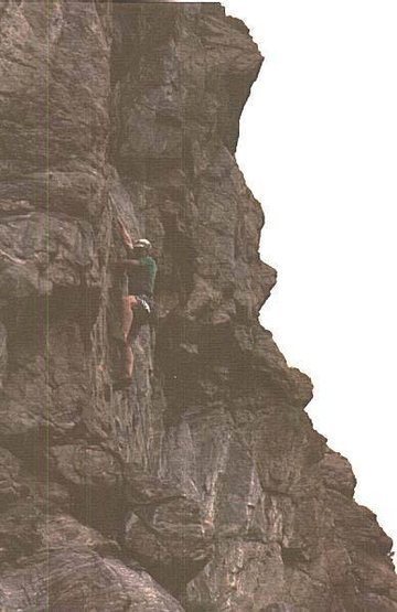 Alan Nelson on the route.  It's dark because it was shot after sunset just after all of the routes were set. 