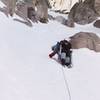 Leader Mike Goldin, Denver, CO. Photo by Dmitry Eremin, Chicago, IL. Couloir just above Broadway, May 27, 2001.