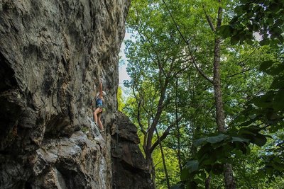 Jenna entering the crux