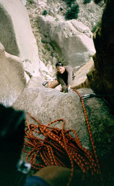 Tony following the second pitch of [Wunsch's] Dihedral.  Photo by Joseffa Meir