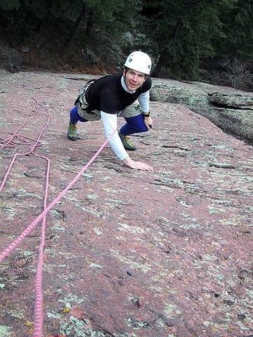 Mark Oveson about 100' up Smoother.