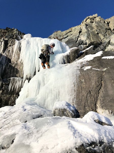 August Franzen cruising the water ice section on the lower part of the route.