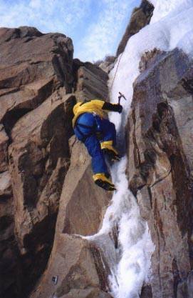 Eric Chrisman on interesting left start 1/25/02.  Note, angle of shot makes it look steeper than it is.