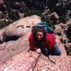 Kim Bergay on the summit ridge