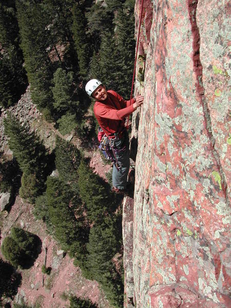 Kreighton smiling on pitch 3 as he gingerly picks his way through the choss.