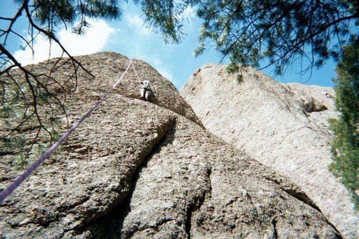 Erik Marr at the horiztonal ledge on Pandora's