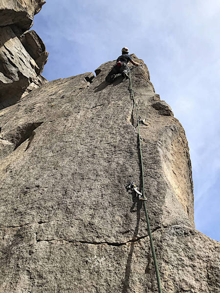 excellent arete climbing, crux at start (photo courtesy of the gazelle)